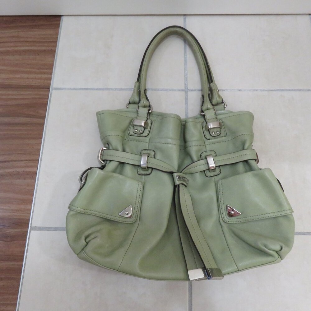 b. makowsky Light Sage Leather Shoulder Bag with Front Pockets - Picture 2 of 16